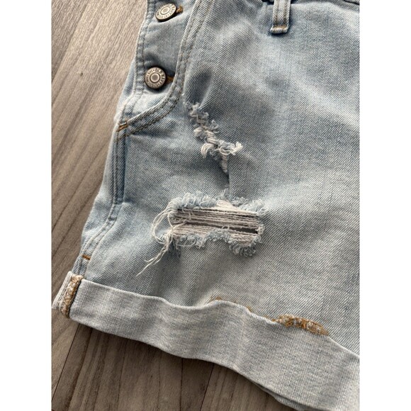 Old Navy Shortalls Womens Small Blue Shorts Bib Overalls Cuffed Distressed 30x3 - Picture 9 of 16